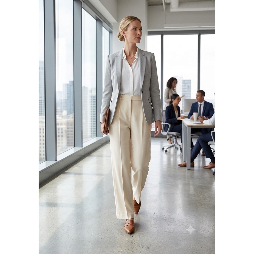 Kasper & Company ASL‎ Winter White Pleated Wide Leg Dress Pants Size 12 NWT